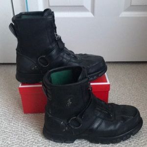 Black leather polo boots